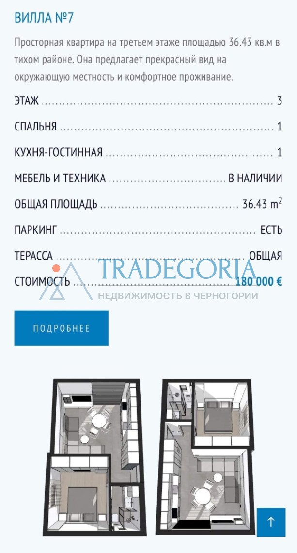 <h3>Apartment 1</h3><p> Key parameters:</p> Location: Kamenari Property type: Apartment Area: 36.43 m² Number of floors: 3rd floor Number of bedrooms: